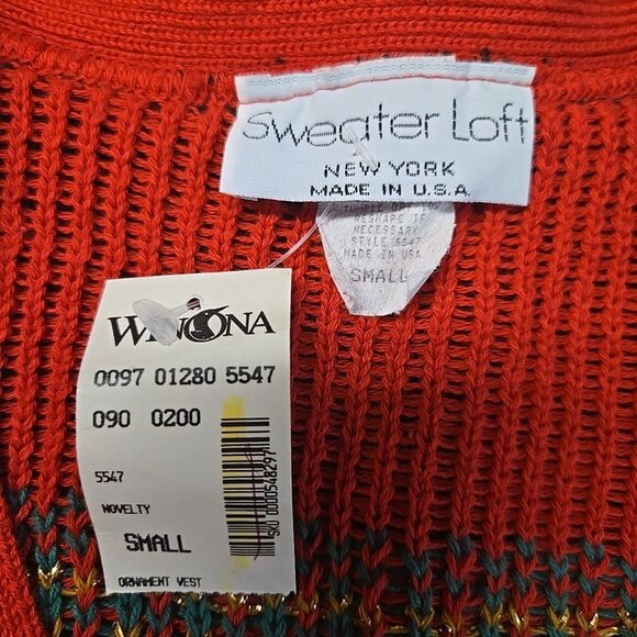 FLAW NWT VTG Sweater Loft Ugly Christmas Vest Dead Stock Knit Golden Details - Picture 7 of 8